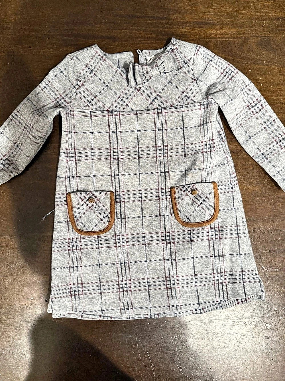 Hope & Henry Plaid Mini Dress in Gray 2T